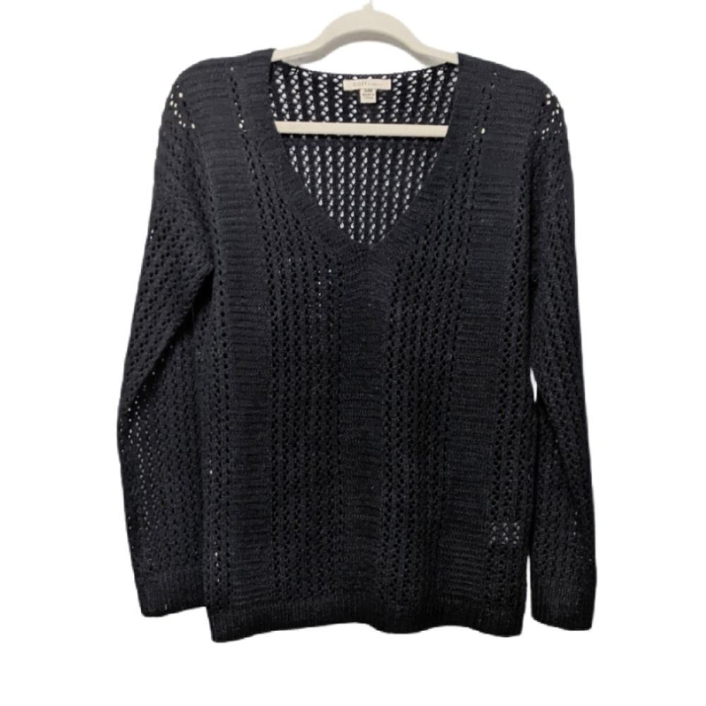 COZY CASUAL Open Knit V-Neck Sweater S/M
